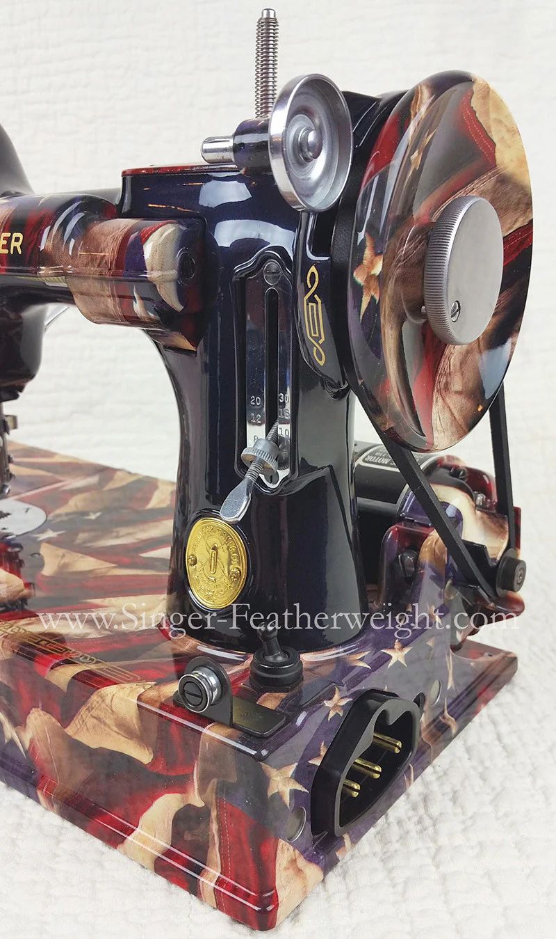 Singer Featherweight 221 Sewing Machine, PATRIOTIC One-Of-A-Kind Specialty - Painted - Image 9