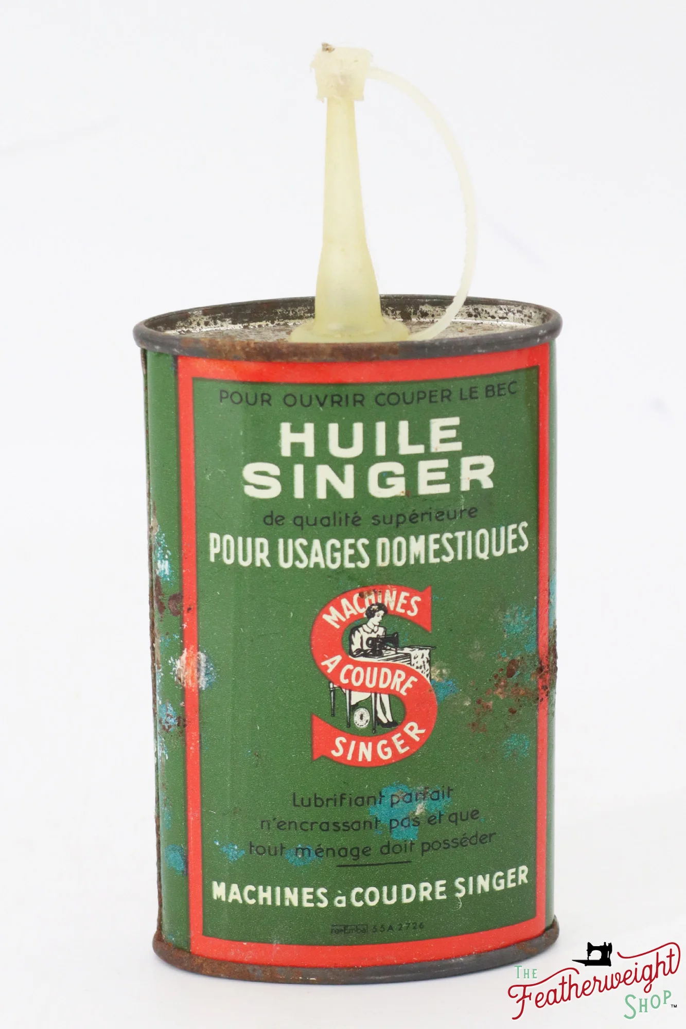Oil Can - French, Plastic Spout, Singer (Vintage Original) - RARE - Image 2