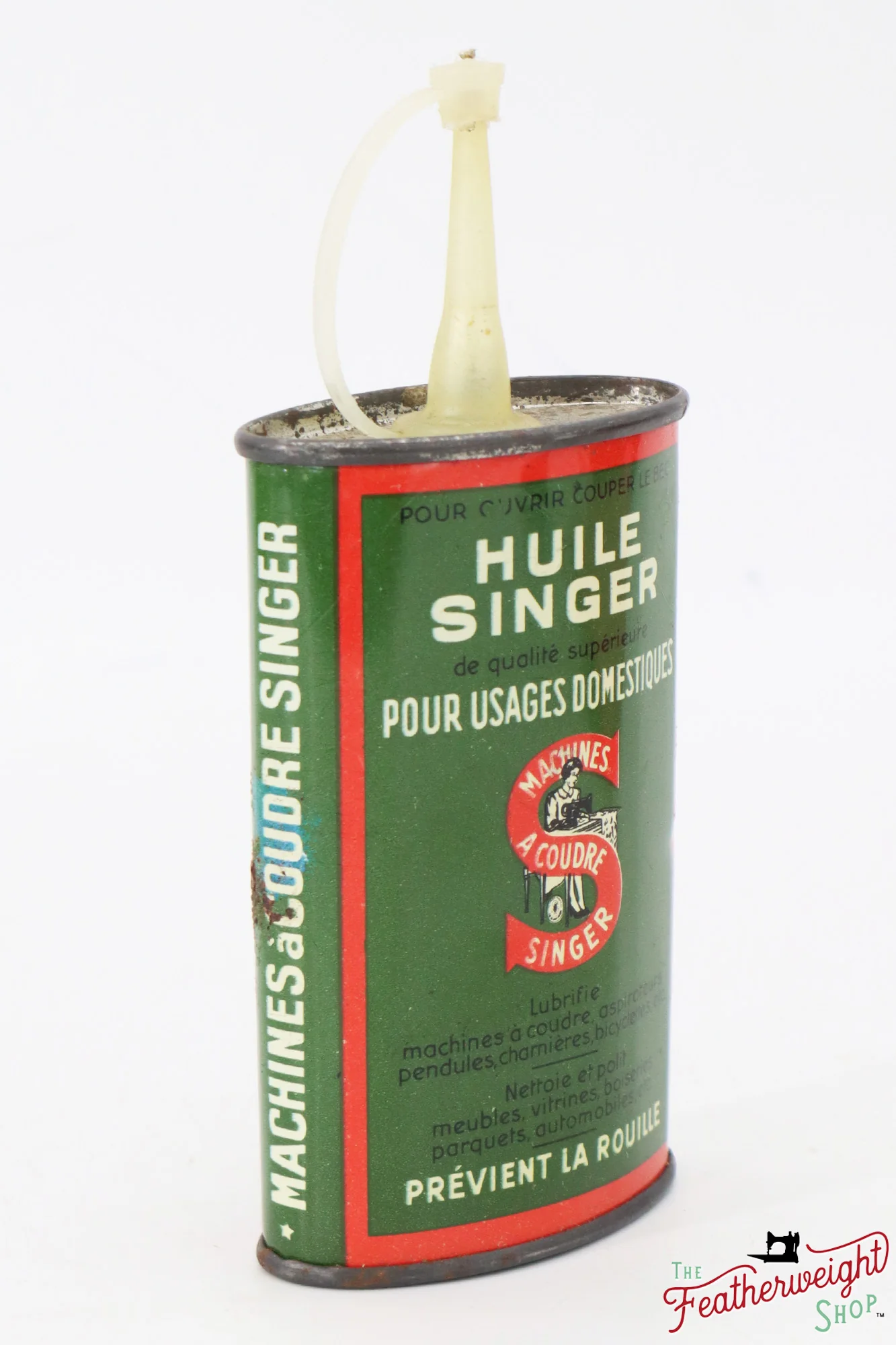 Oil Can - French, Plastic Spout, Singer (Vintage Original) - RARE - Image 3