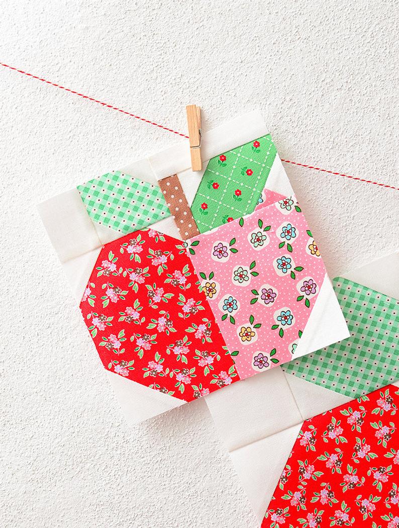 Pattern, Apple Quilt Block by Ellis & Higgs (digital download) - Image 2