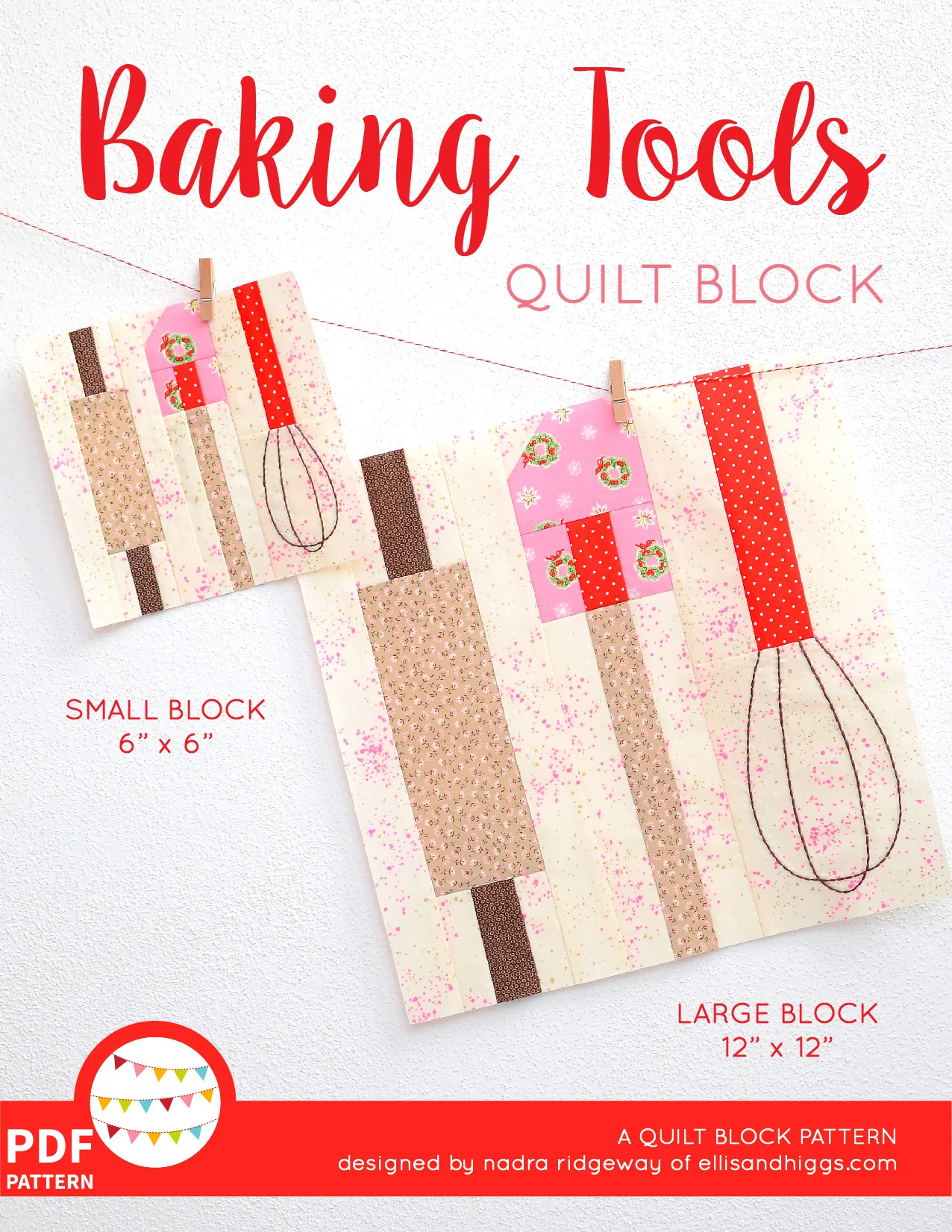 Pattern, Baking Tools Quilt Block by Ellis & Higgs (digital download)