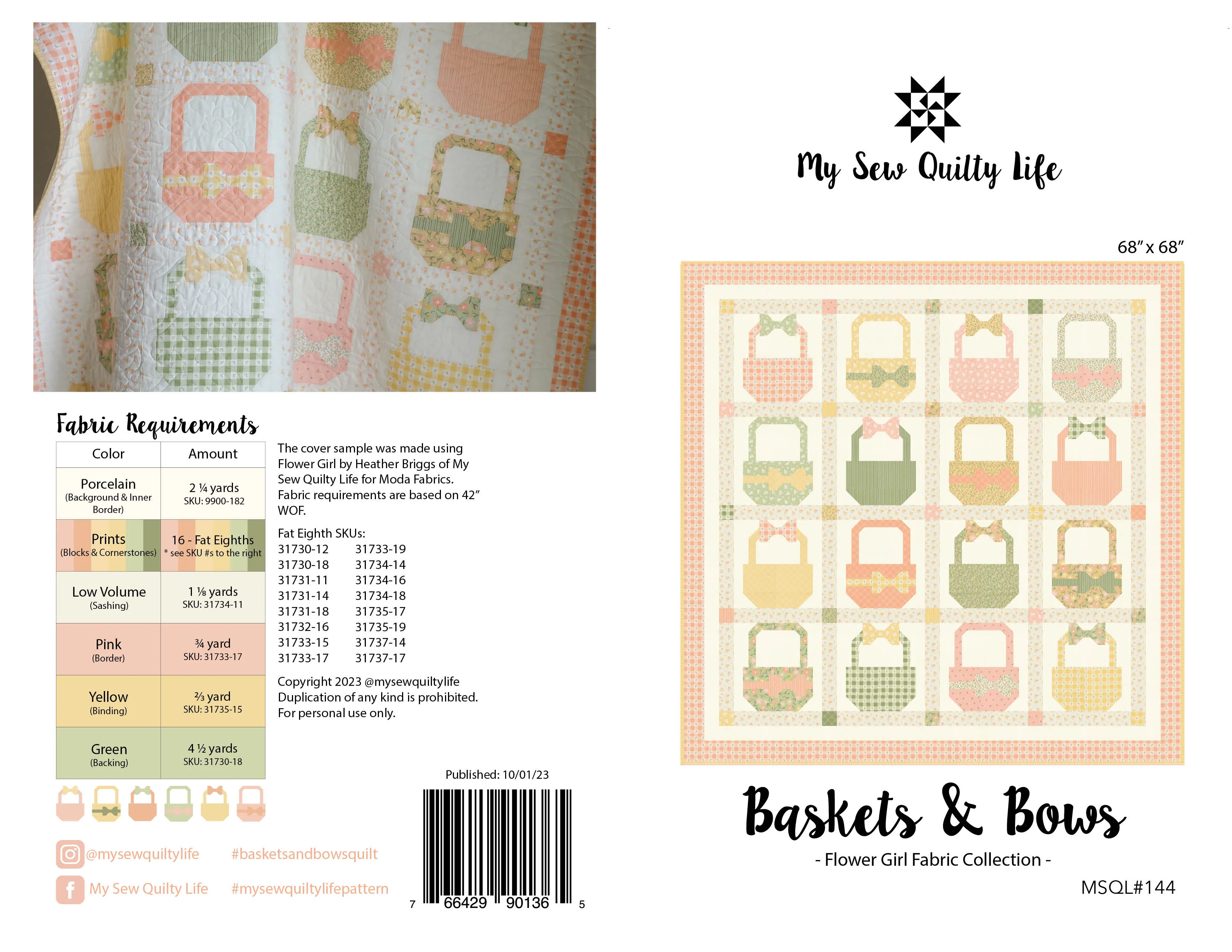 Pattern, Baskets & Bows Quilt by My Sew Quilty Life (digital download)