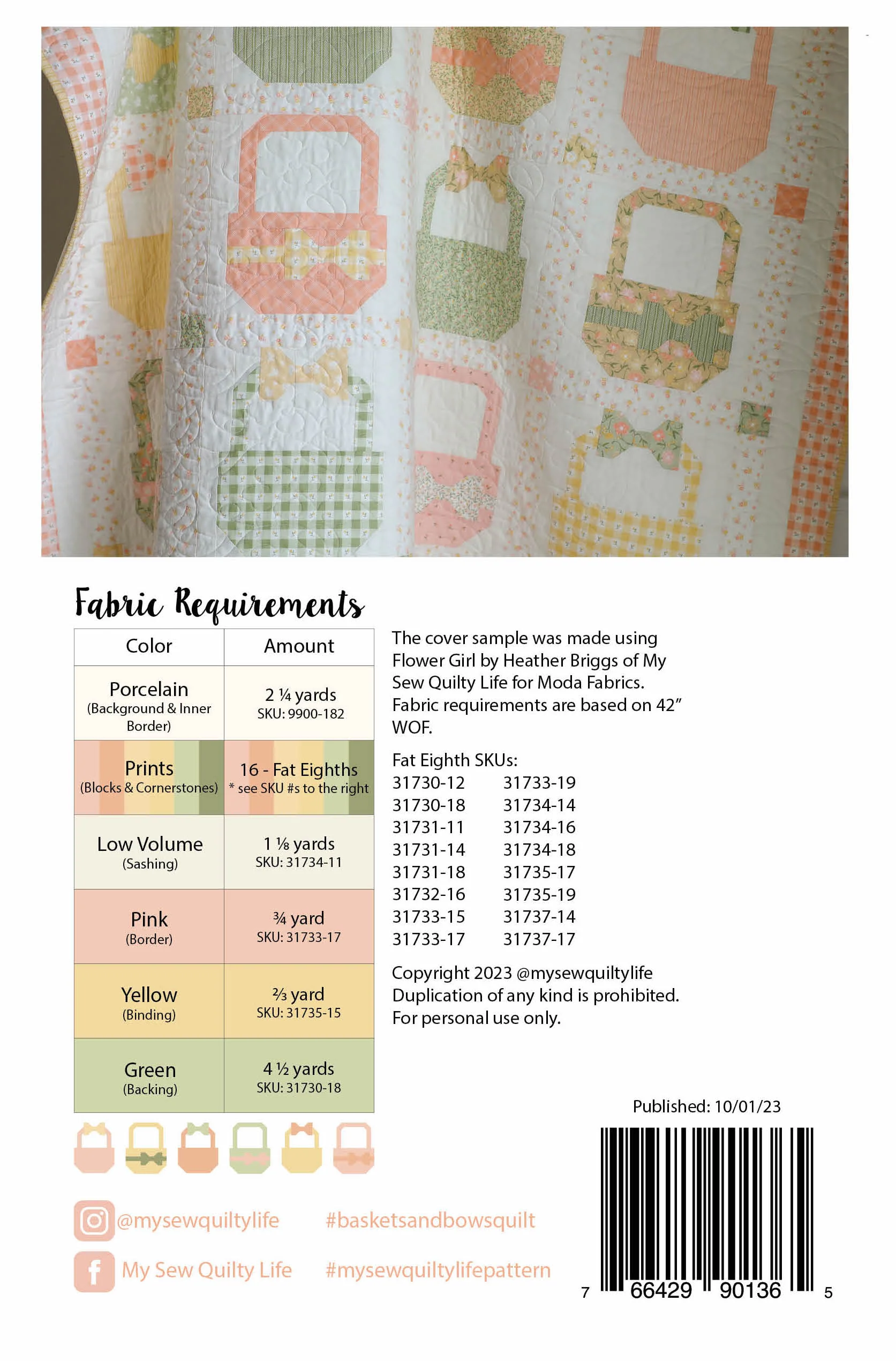 Pattern, Baskets & Bows Quilt by My Sew Quilty Life (digital download) - Image 3