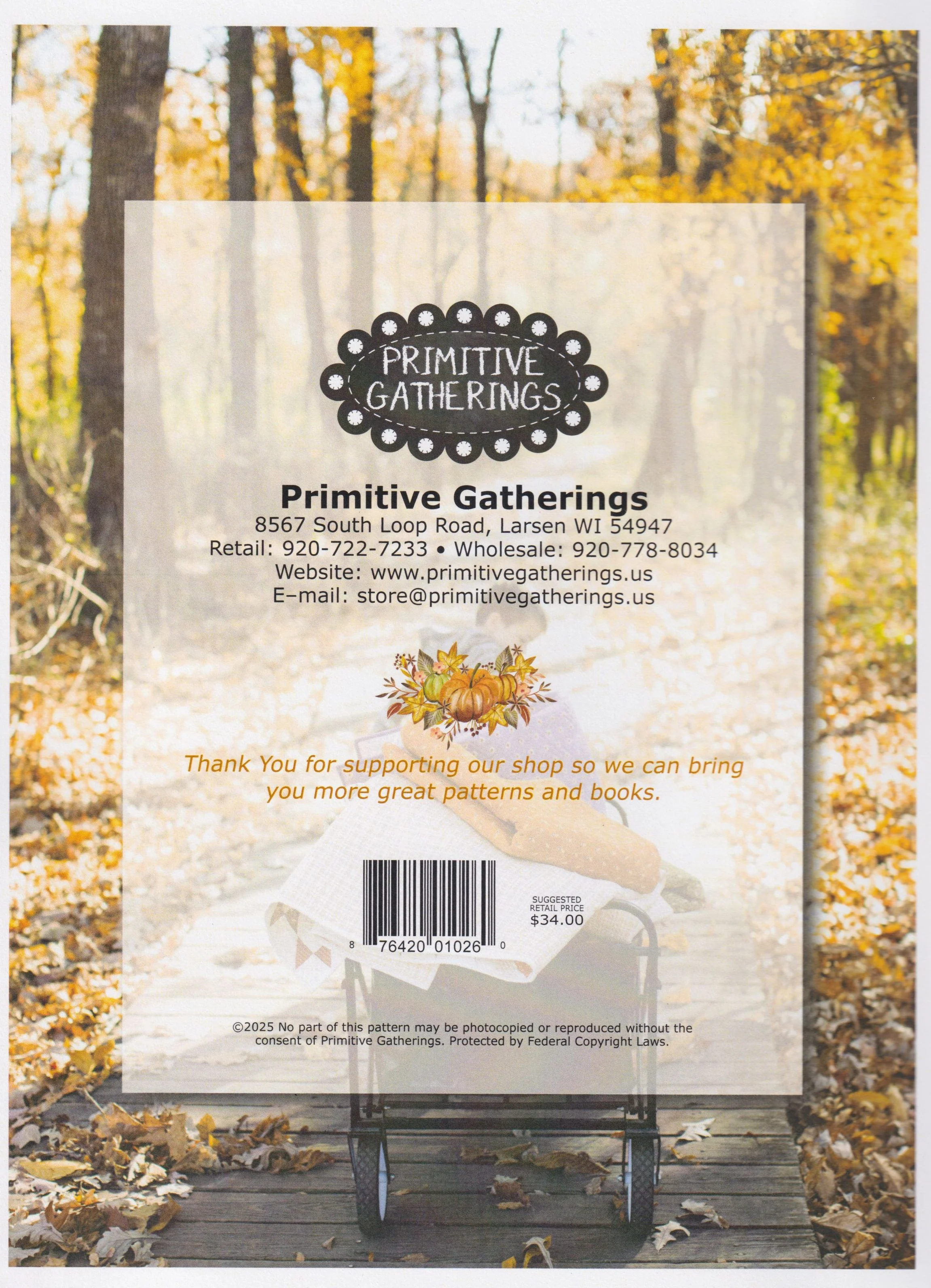 PATTERN BOOK, Pumpkin Spice Gatherings by Lisa Bongean for Primitive Gatherings - Image 3