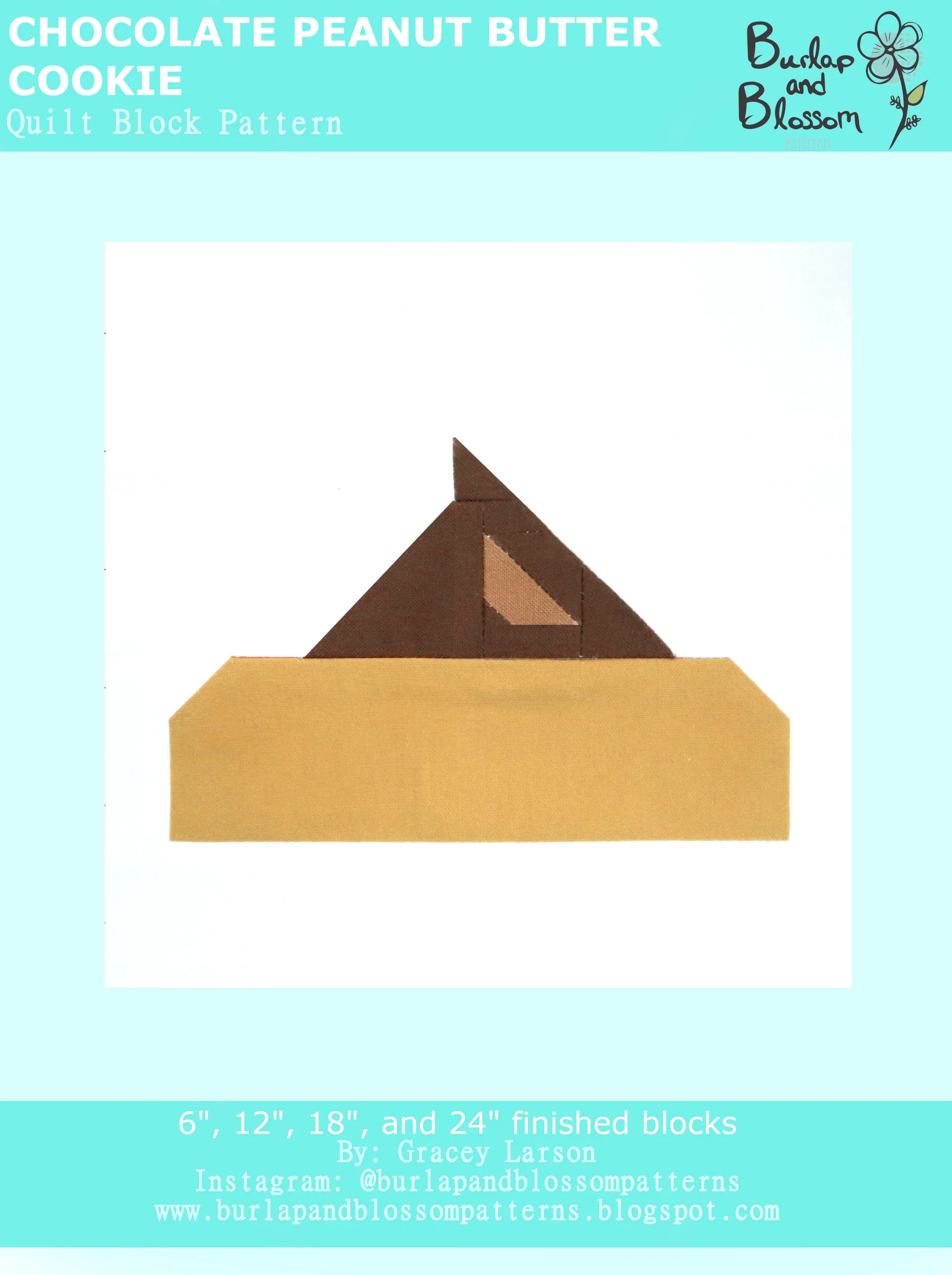 Pattern, Chocolate Peanut Butter Cookie Quilt Block by Burlap and Blossom (digital download)