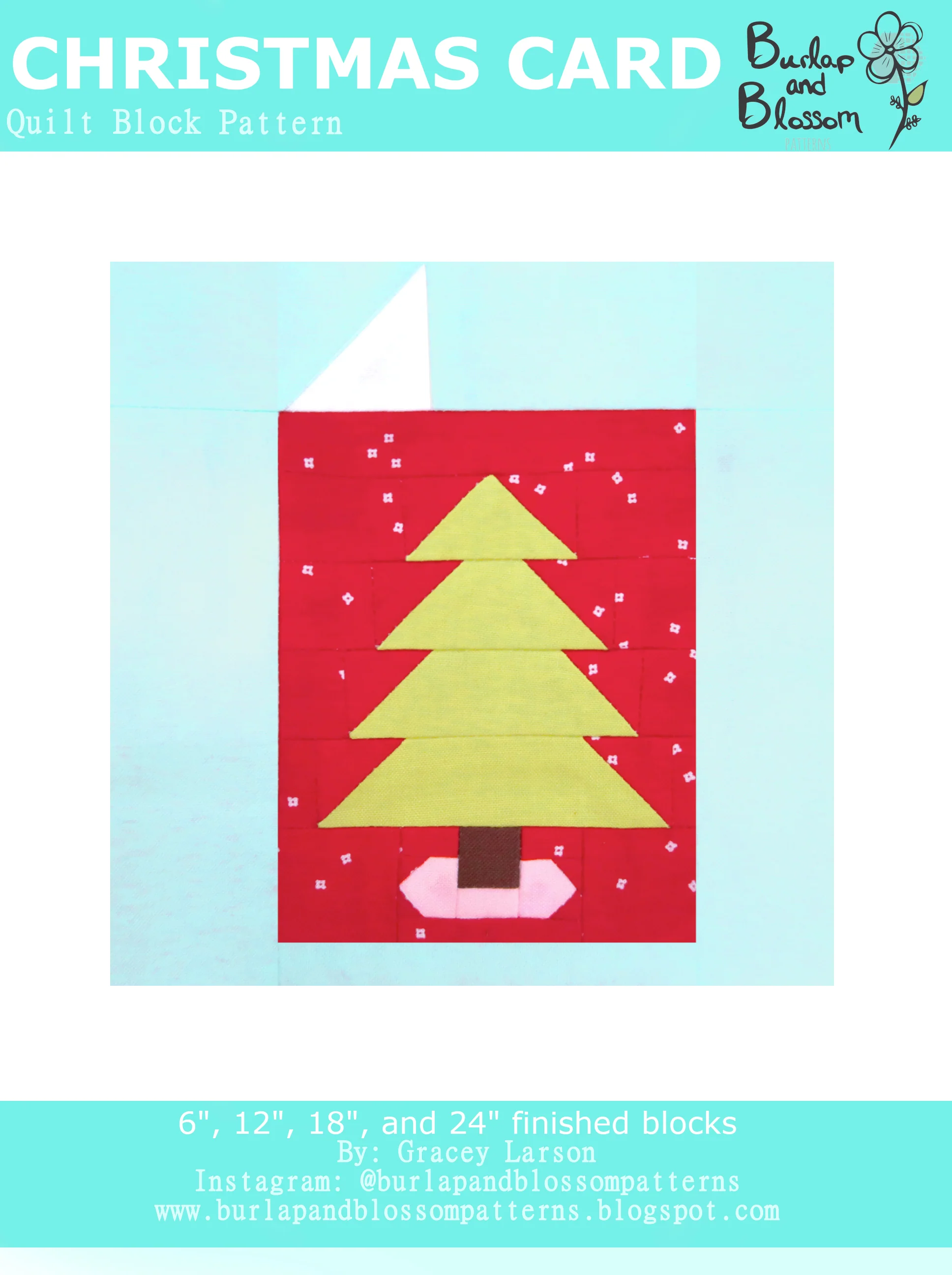 Pattern, Christmas Card Quilt Block by Burlap and Blossom (digital download)