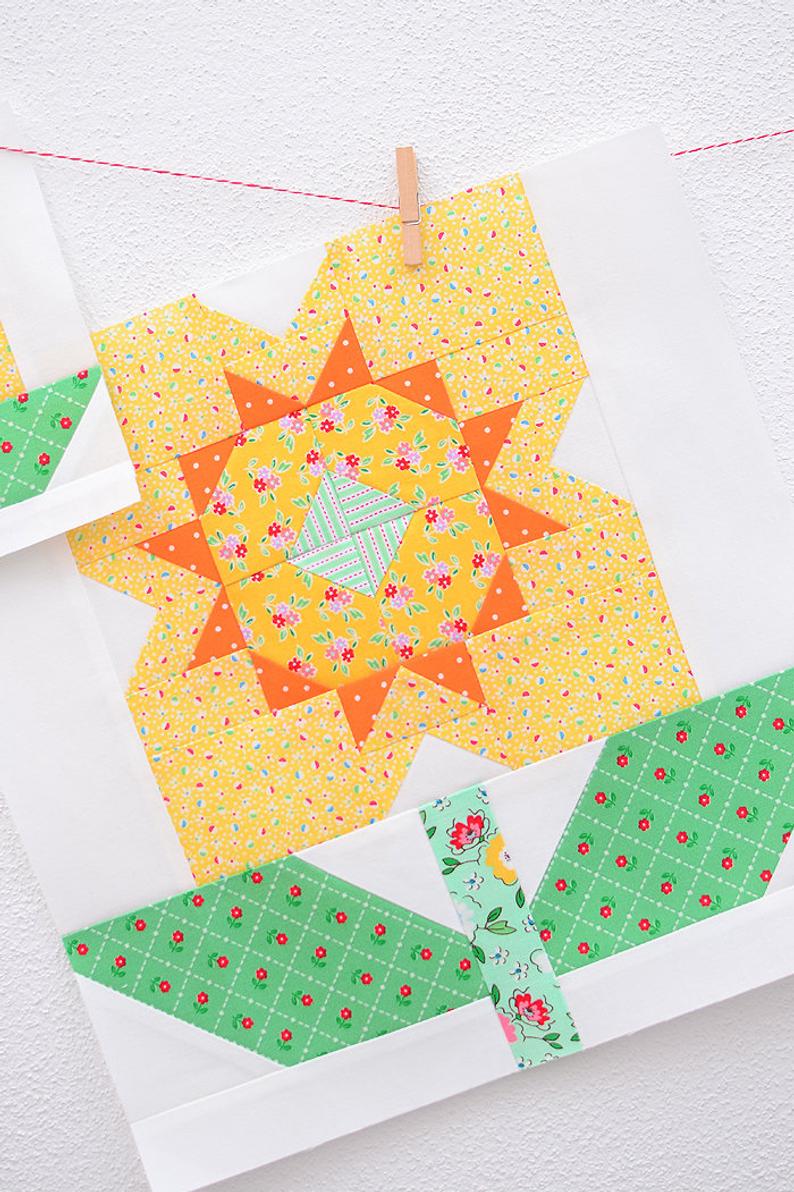 Pattern, Daffodil Flower Quilt Block by Ellis & Higgs (digital download) - Image 3