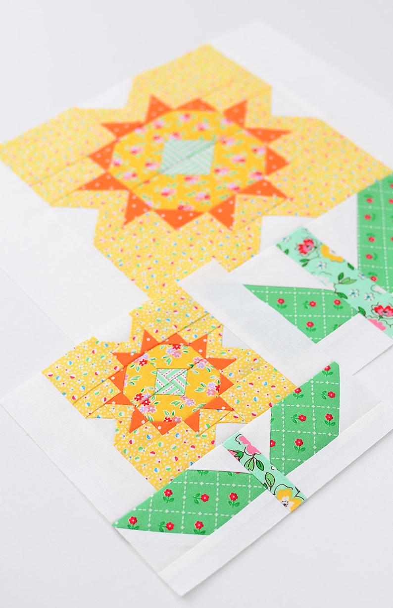 Pattern, Daffodil Flower Quilt Block by Ellis & Higgs (digital download) - Image 4