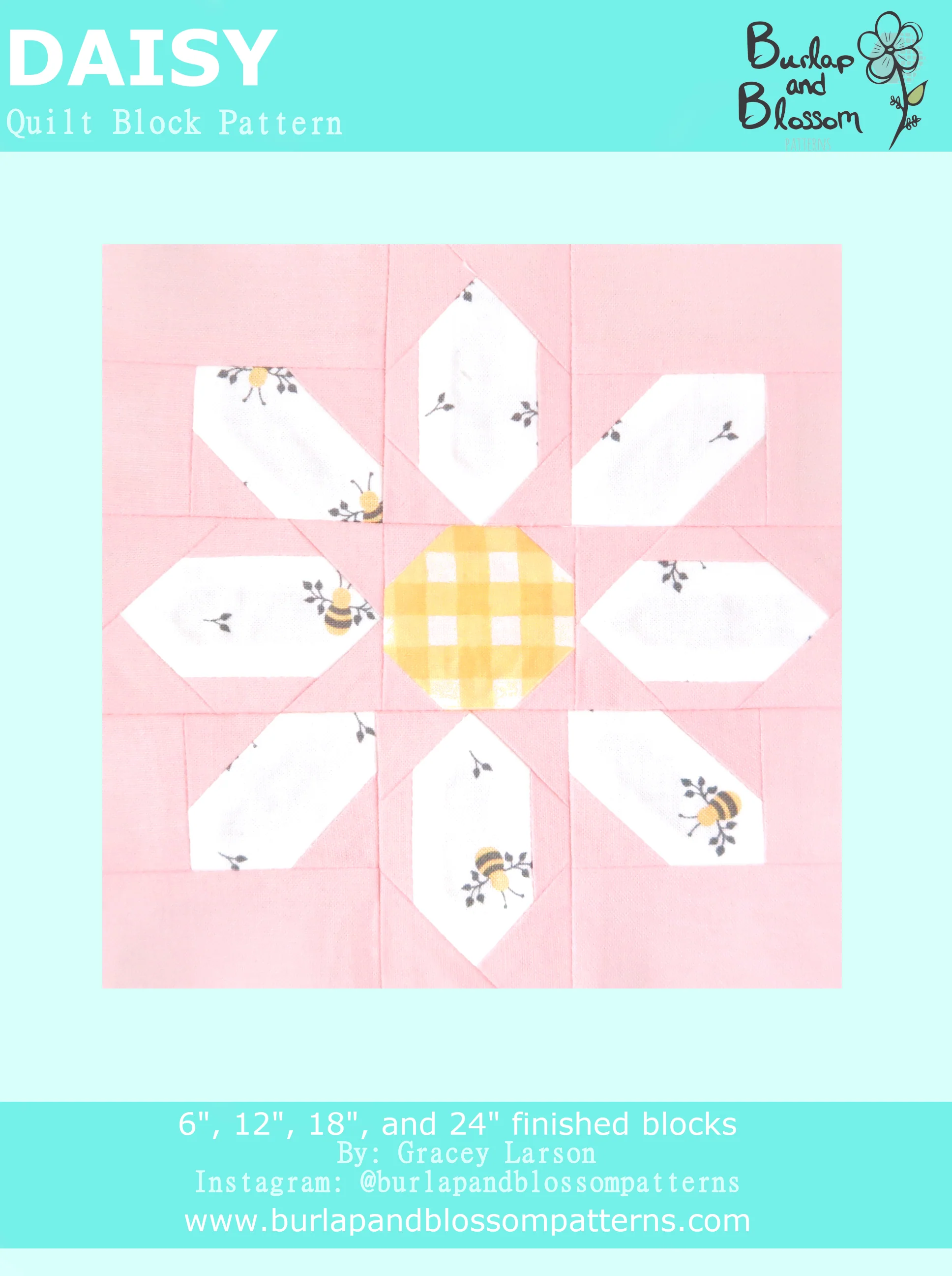 Pattern, Daisy Quilt Block by Burlap and Blossom (digital download)