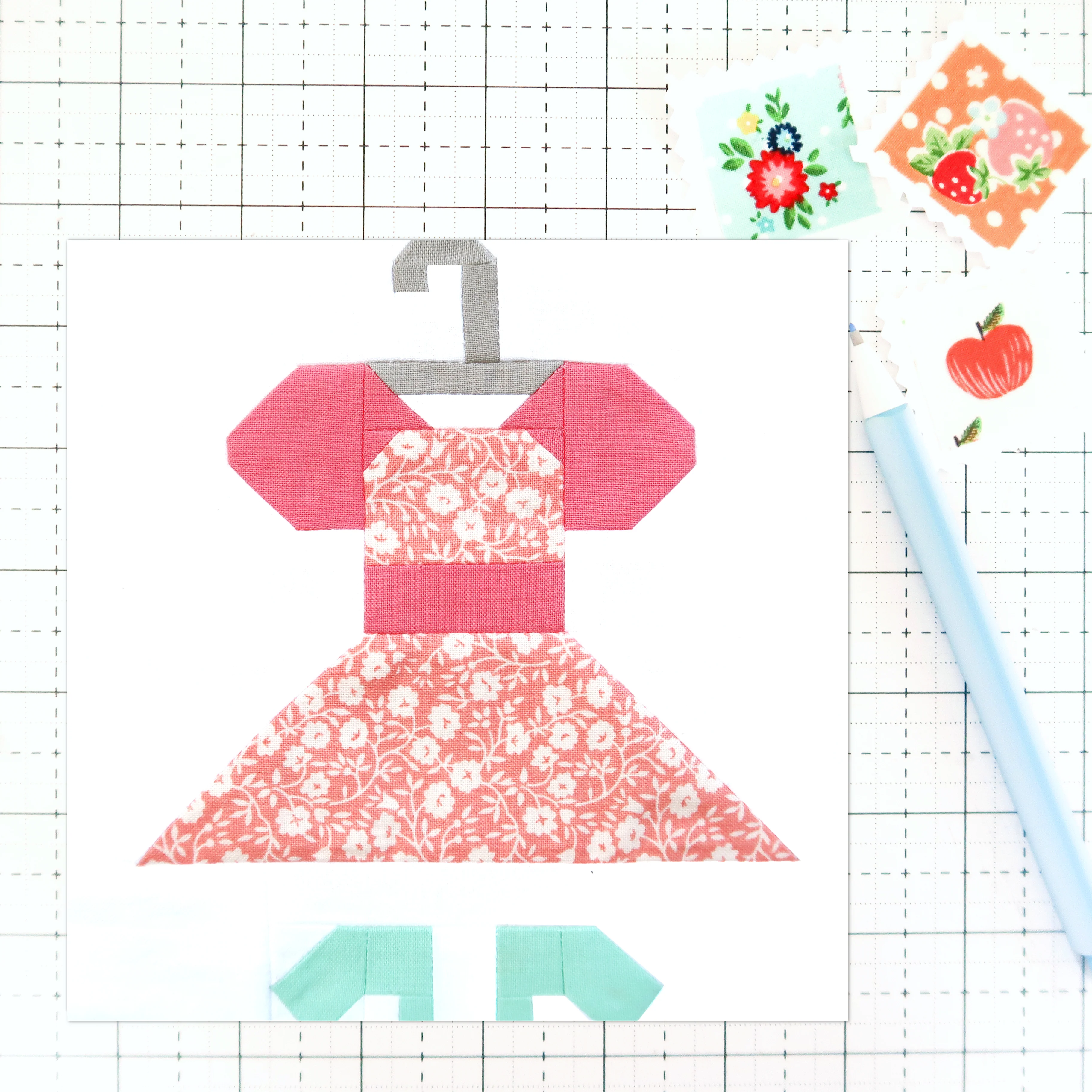 Pattern, Dress and Shoes Quilt Block by Burlap and Blossom (digital download)