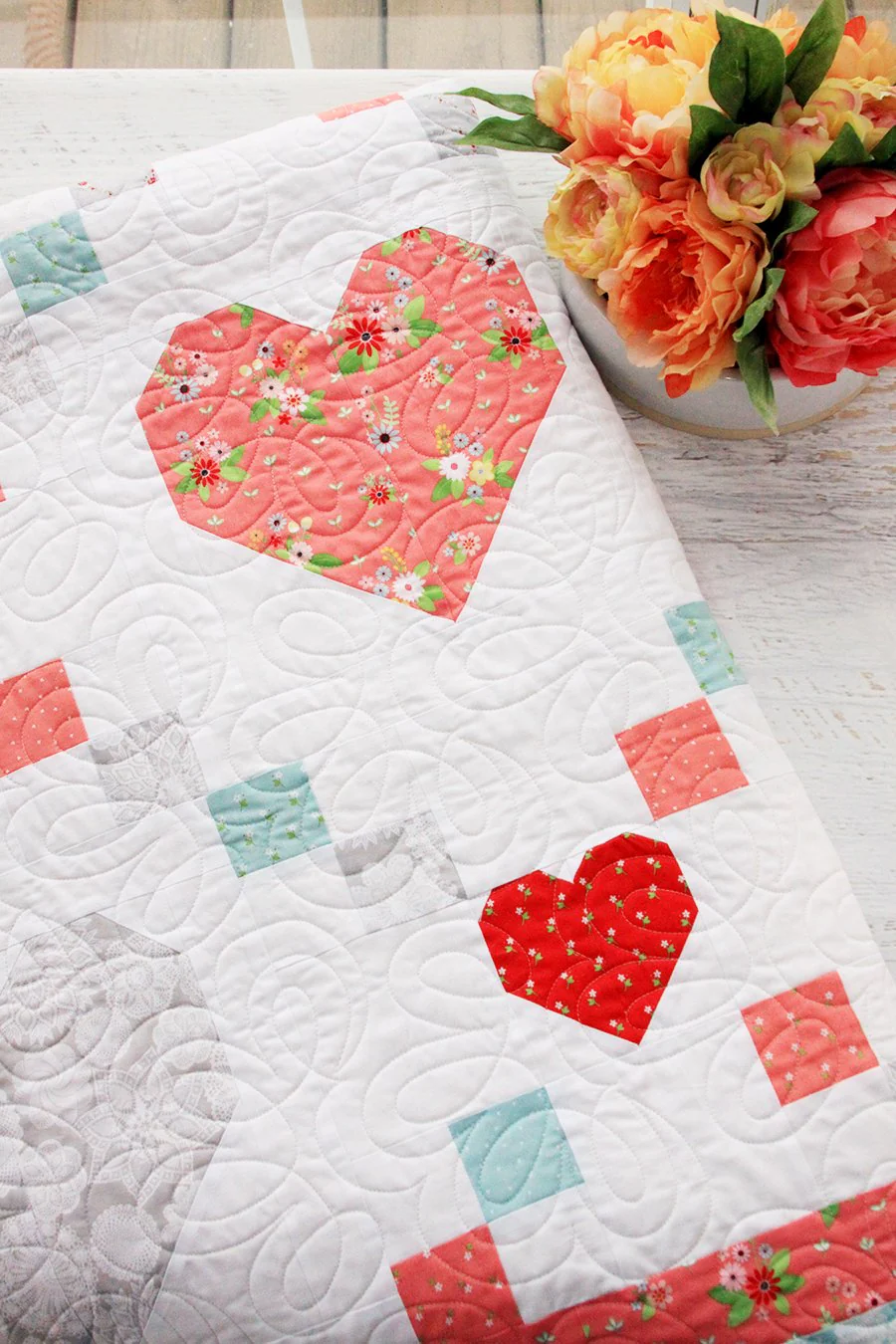 PATTERN, HEARTS AND KISSES Quilt by Beverly McCullough - Image 4