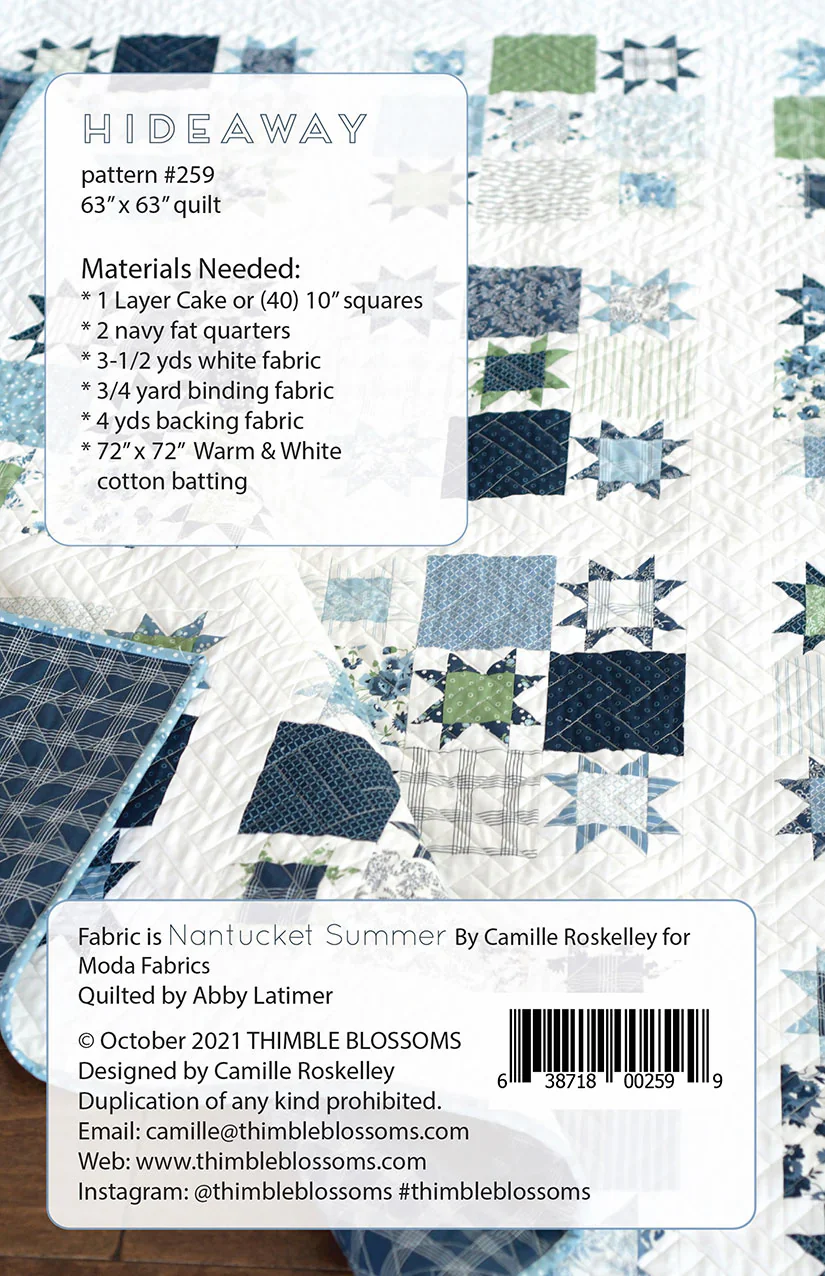 PATTERN, Hideaway Quilt by Camille Roskelley for Thimble Blossoms - Image 2