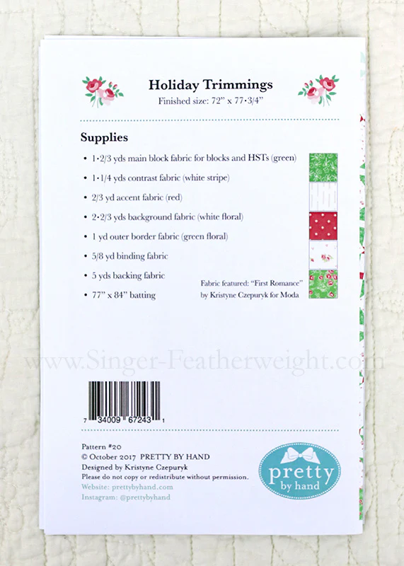 PATTERN, Holiday Trimmings Quilt by Kristyne Czepuryk Pretty by Hand - Image 3