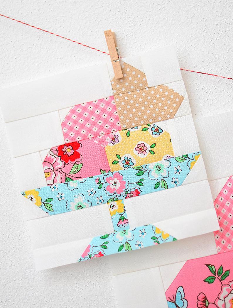 Pattern, Ice Cream Sundae Quilt Block by Ellis & Higgs (digital download) - Image 2