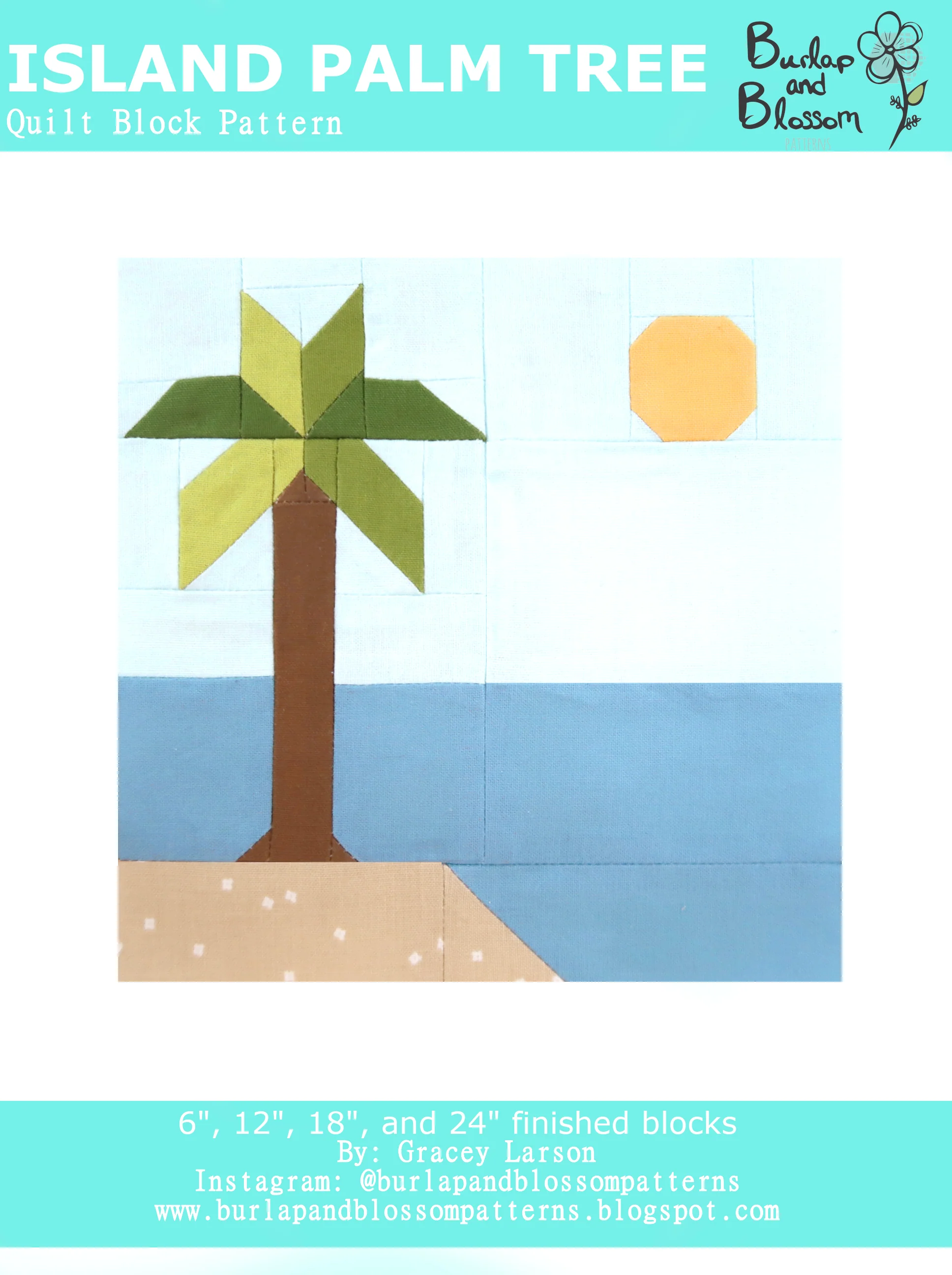 Pattern, Island Palm Tree Block by Burlap and Blossom (digital download)