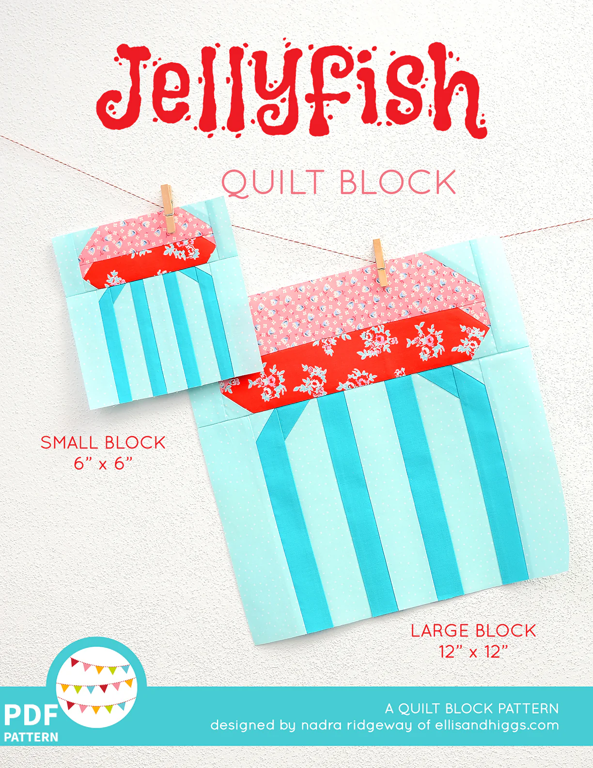 Pattern, Jellyfish Quilt Block by Ellis & Higgs (digital download)