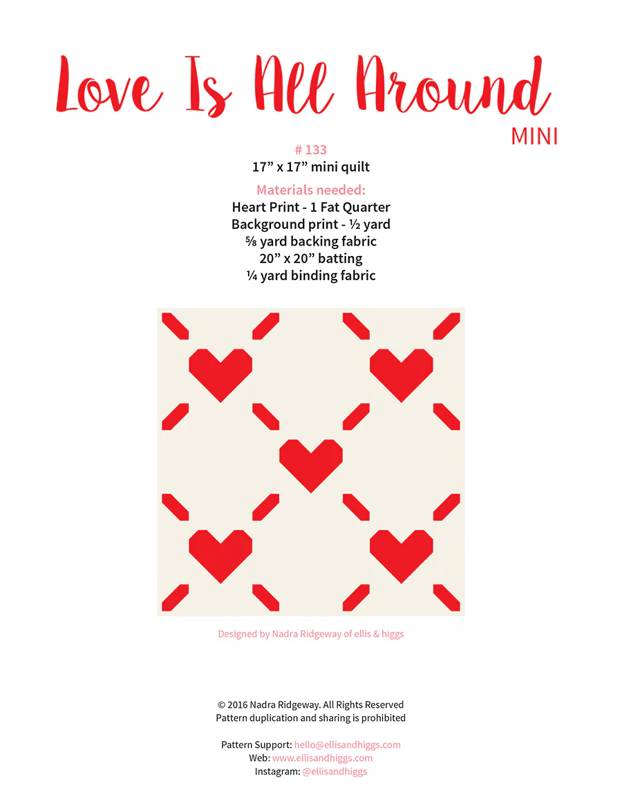 Pattern, Love is All Around MINI Quilt by Ellis & Higgs (digital download) - Image 2