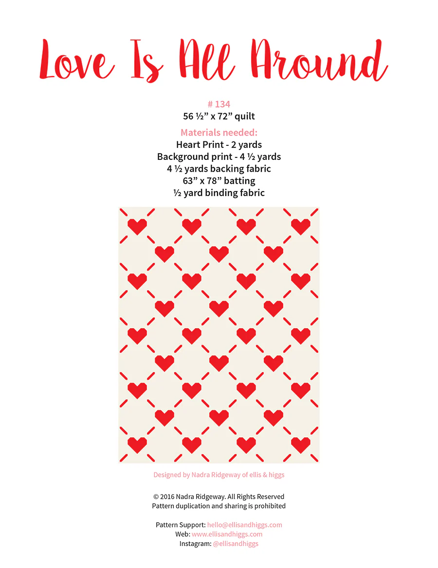Pattern, Love is All Around Quilt by Ellis & Higgs (digital download) - Image 2