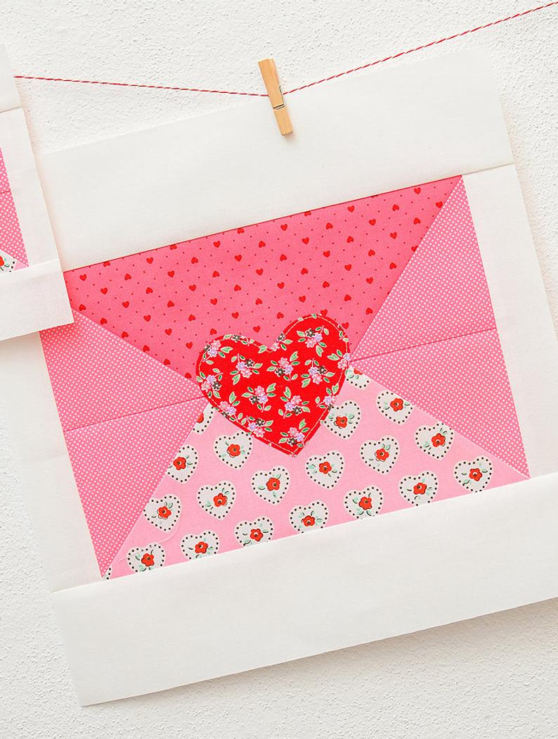 Pattern, Love Note Valentine Quilt Block by Ellis & Higgs (digital download) - Image 3