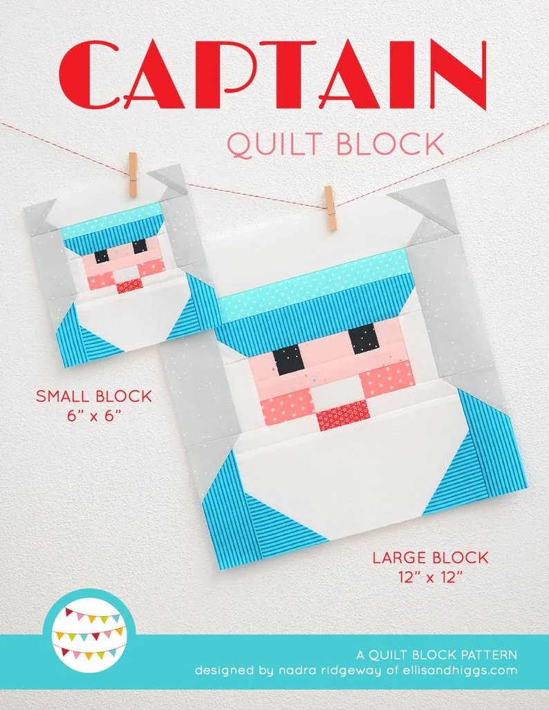 Pattern, Nautical Captain Quilt Block by Ellis & Higgs (digital download)