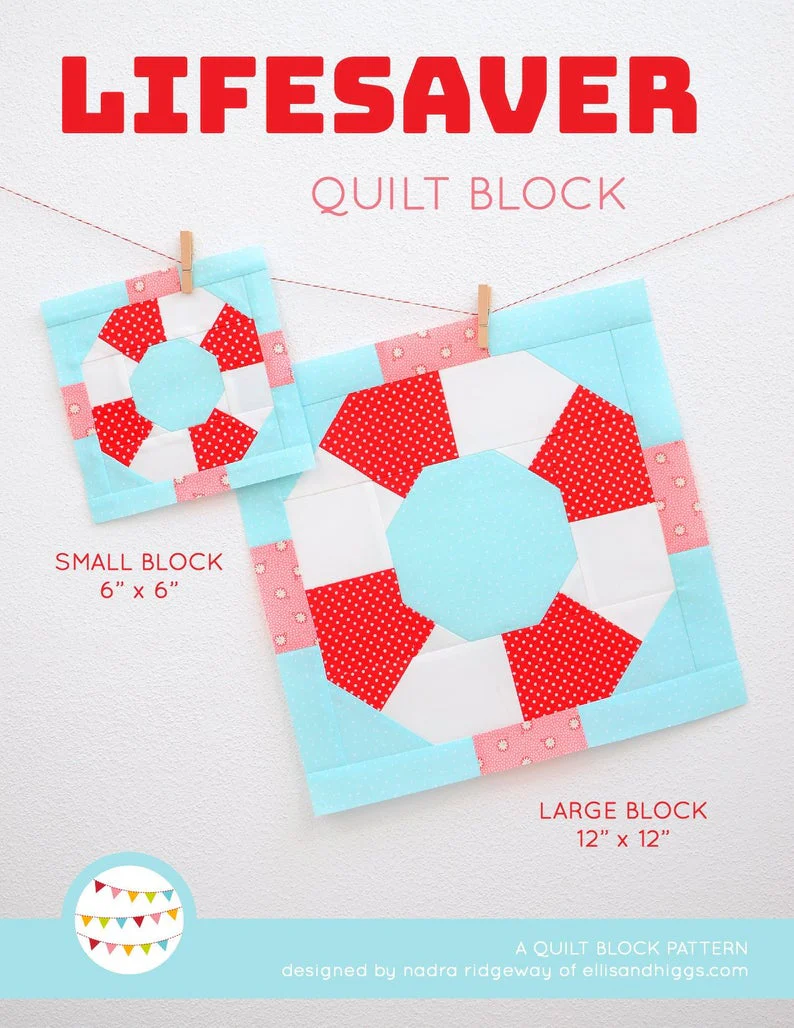 Pattern, Nautical Lifesaver Quilt Block by Ellis & Higgs (digital download)