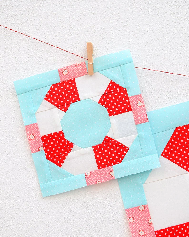 Pattern, Nautical Lifesaver Quilt Block by Ellis & Higgs (digital download) - Image 2