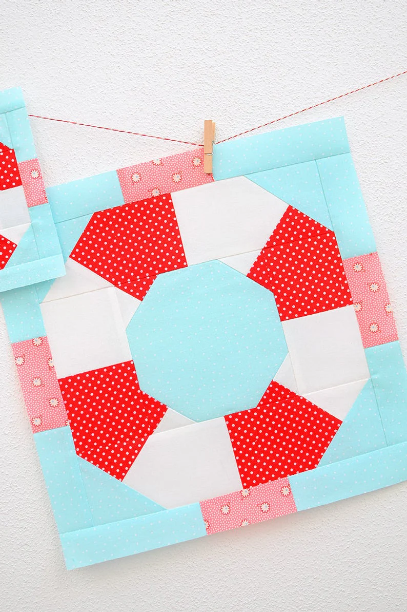 Pattern, Nautical Lifesaver Quilt Block by Ellis & Higgs (digital download) - Image 3
