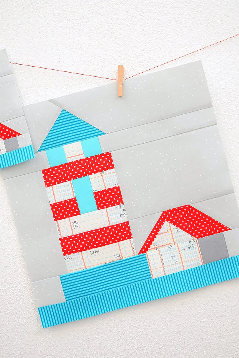 Pattern, Nautical Lighthouse Quilt Block by Ellis & Higgs (digital download) - Image 4
