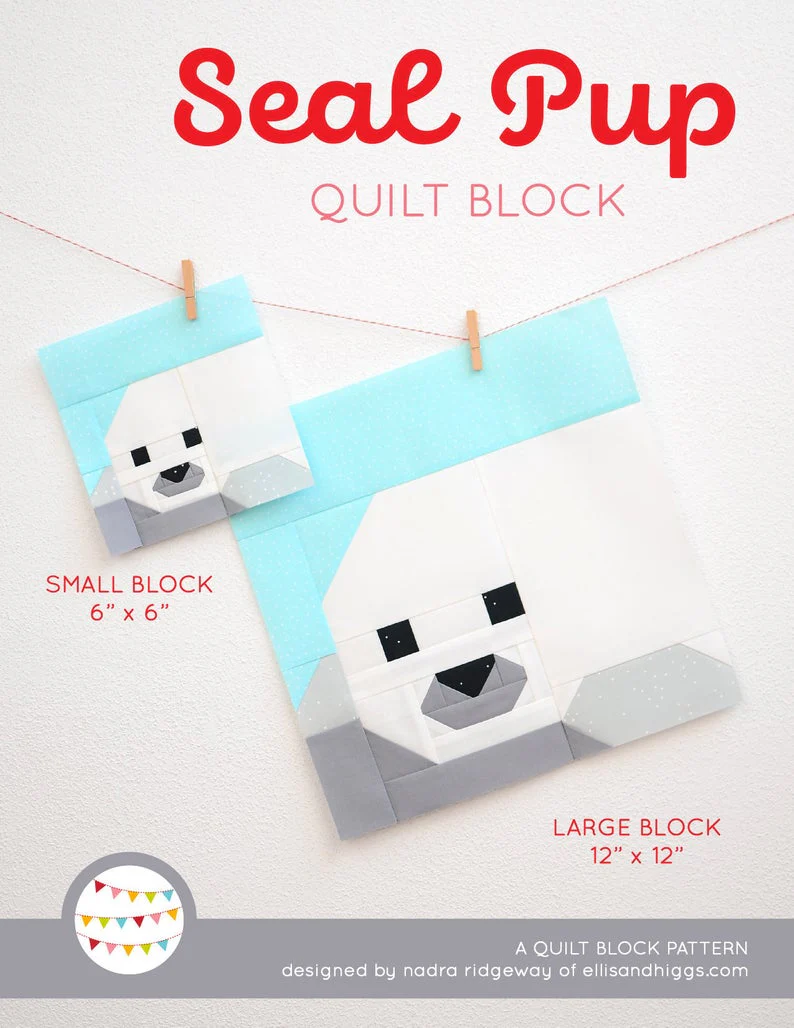 Pattern, Nautical Seal Pup Quilt Block by Ellis & Higgs (digital download)