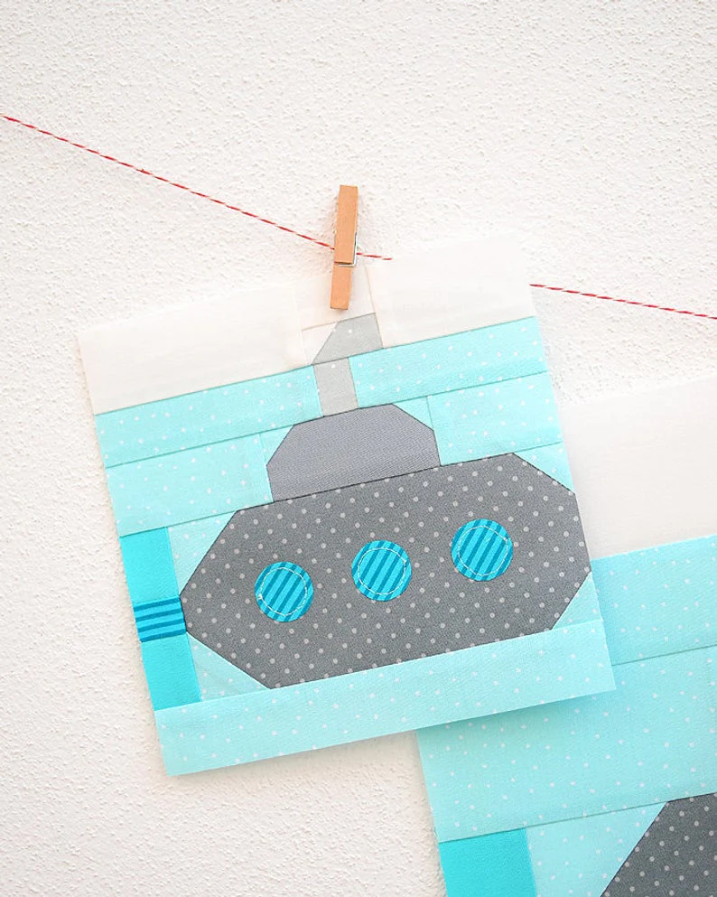 Pattern, Nautical Submarine Quilt Block by Ellis & Higgs (digital download) - Image 2