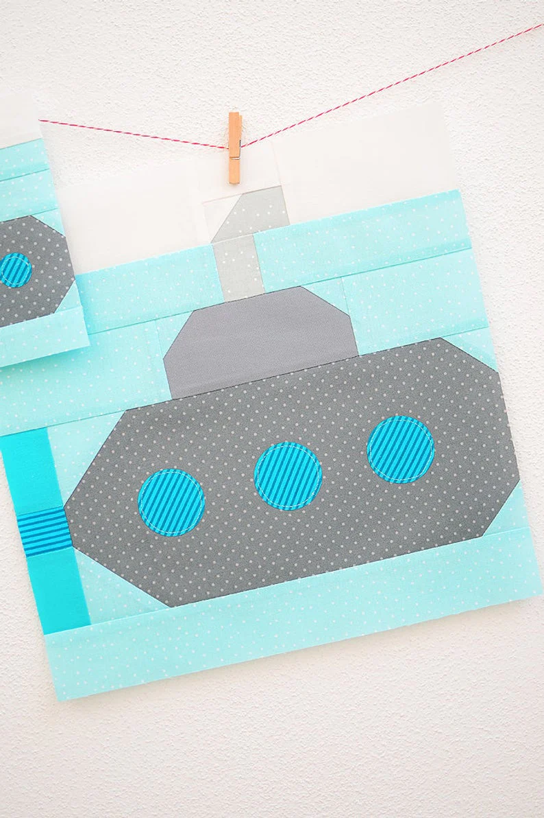 Pattern, Nautical Submarine Quilt Block by Ellis & Higgs (digital download) - Image 3