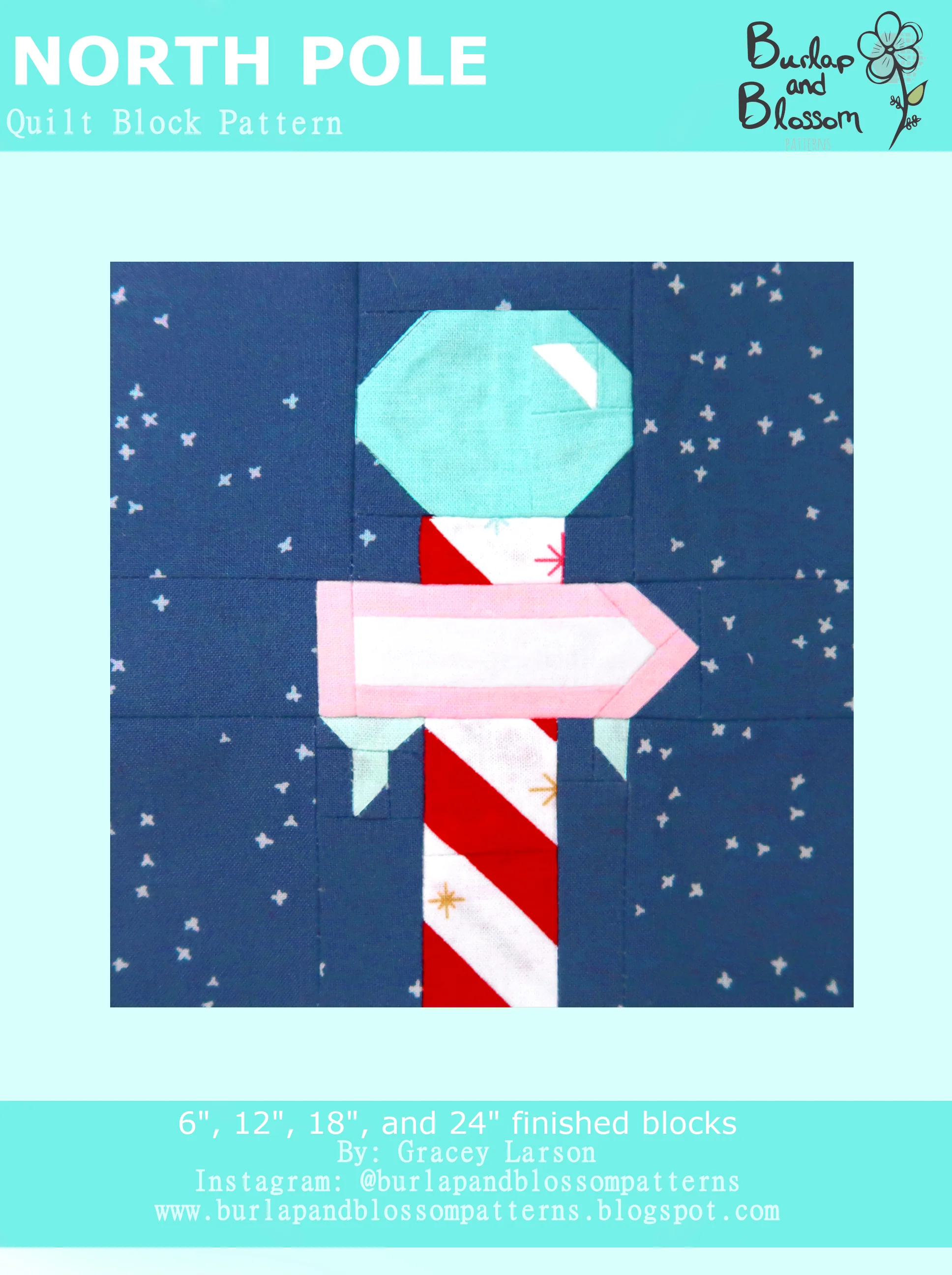 Pattern, North Pole Quilt Block by Burlap and Blossom (digital download)