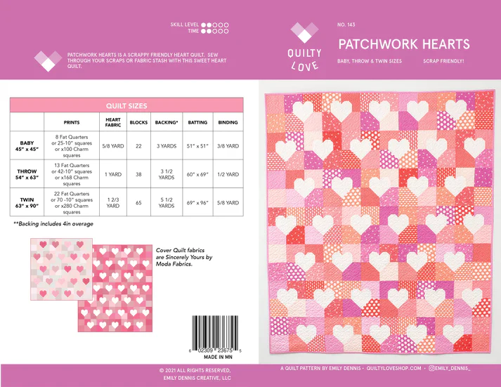 PATTERN, Patchwork Hearts Quilty Love by Emily Dennis - Image 7