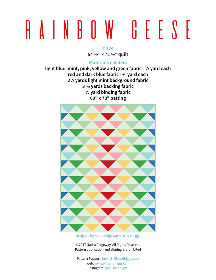 Pattern, Rainbow Geese Quilt by Ellis & Higgs (digital download) - Image 2