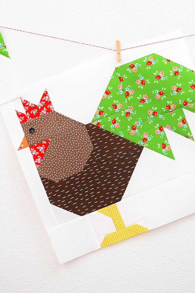 Pattern, Rooster Quilt Block by Ellis & Higgs (digital download) - Image 3