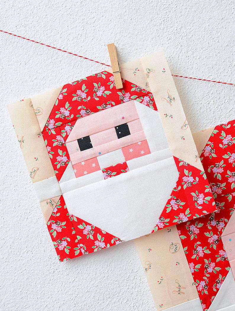 Pattern, Santa Claus Christmas Quilt Block by Ellis & Higgs (digital download) - Image 2
