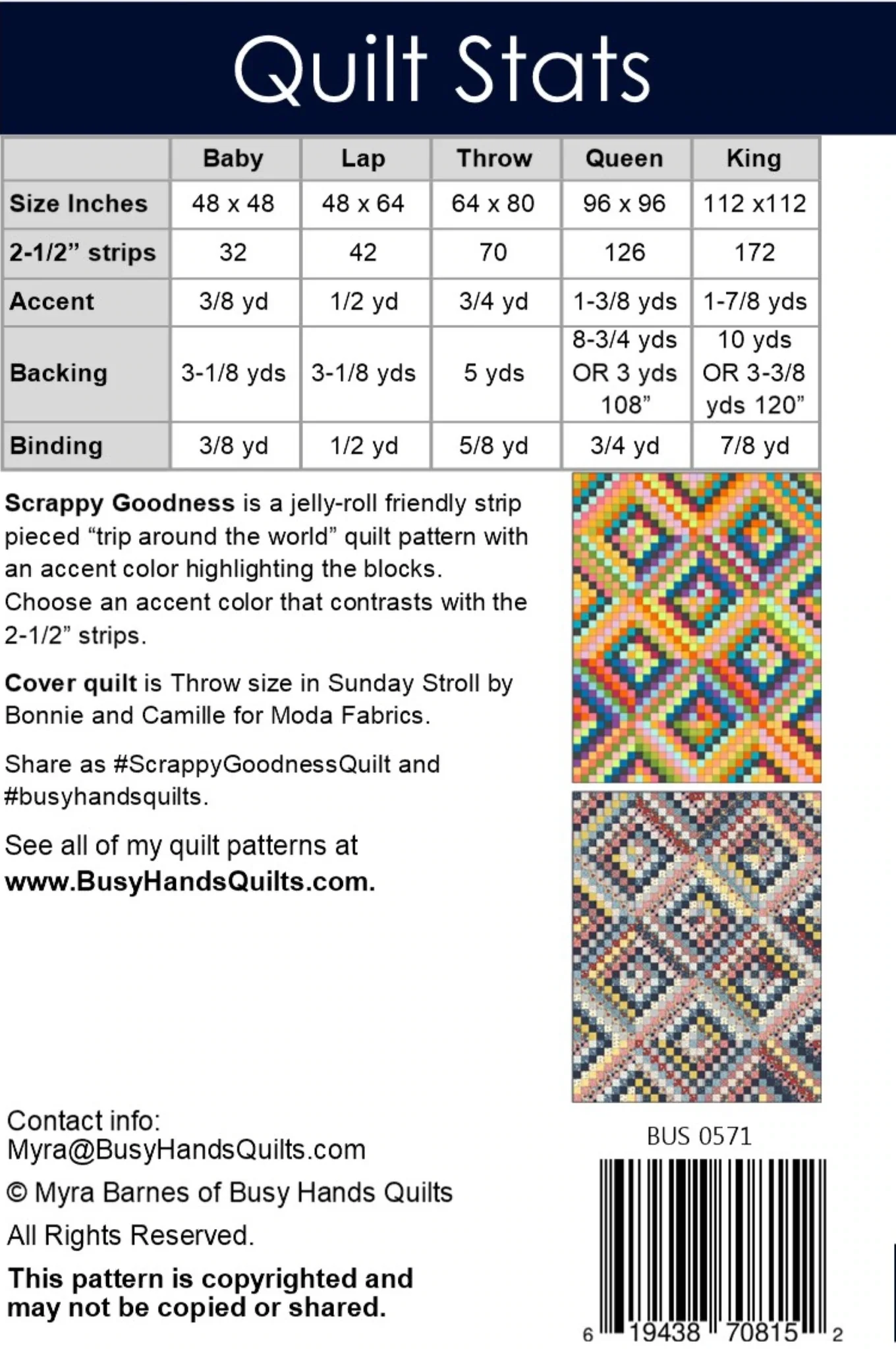 PATTERN, Scrappy Goodness Quilt by Myra Barnes - Image 2