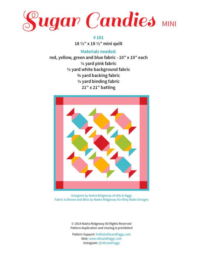 Pattern, Sugar Candies MINI Quilt by Ellis & Higgs (digital download) - Image 2