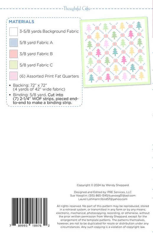 PATTERN, Thoughtful Gifts Christmas Quilt by Wendy Sheppard - Image 3