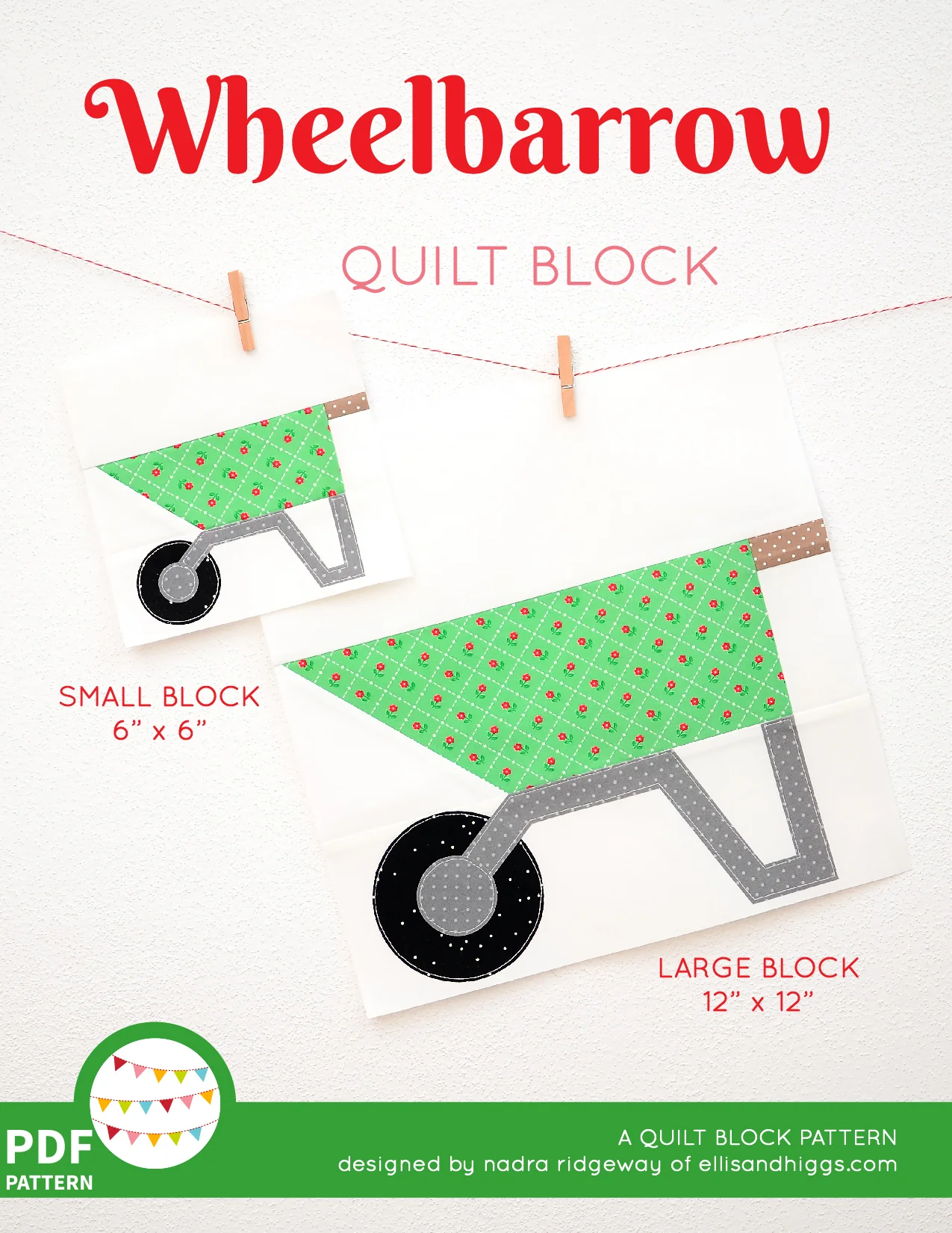 Pattern, Wheelbarrow Quilt Block by Ellis & Higgs (digital download)