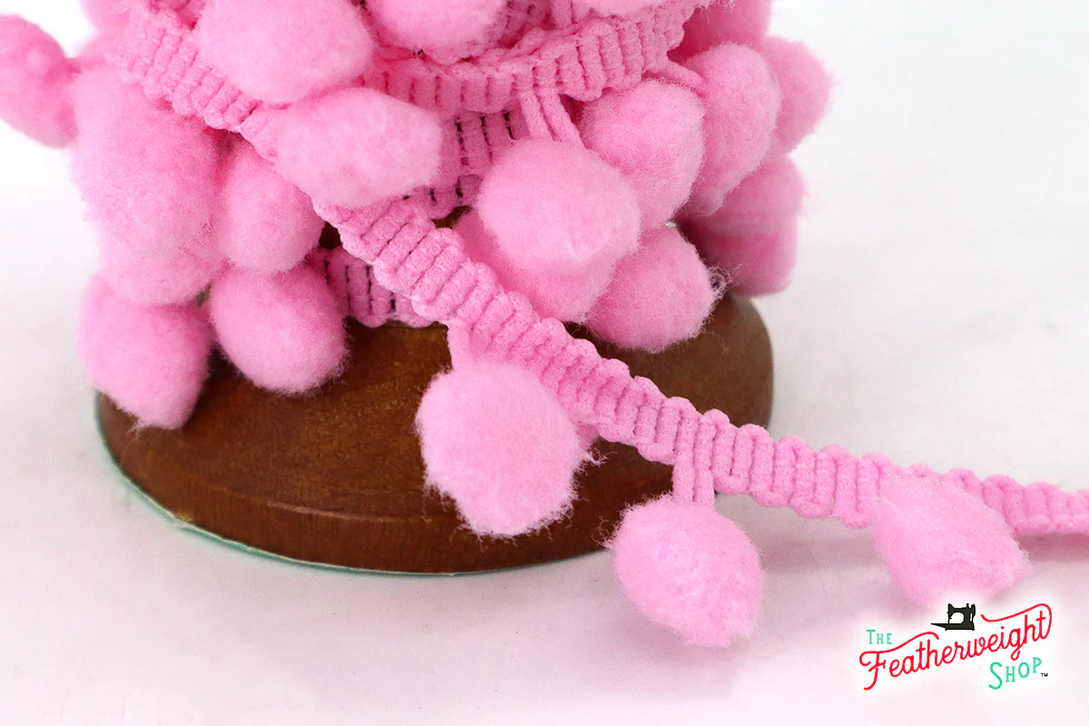Pom-Pom Trim, PINK 3/8" Ball