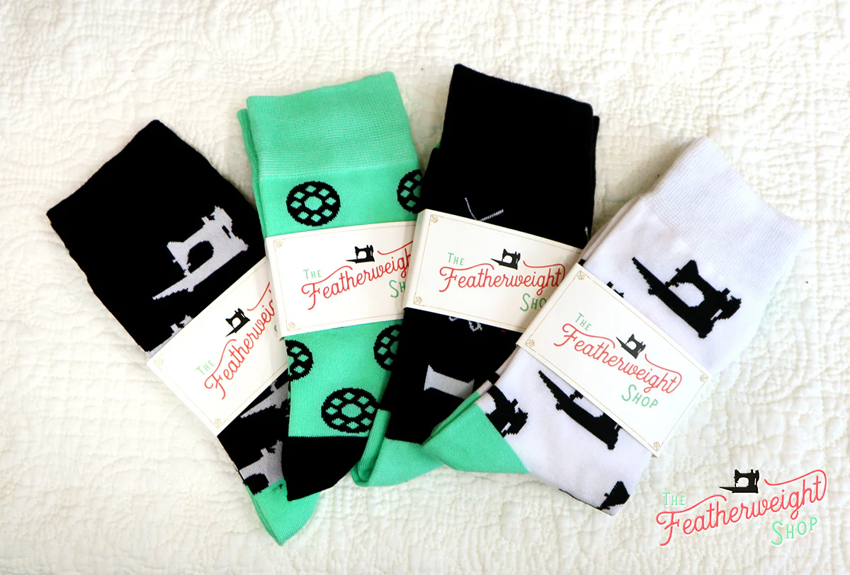 Quilt Socks, White Singer 221 222 Featherweights - Featherweight Shop Design - Image 3