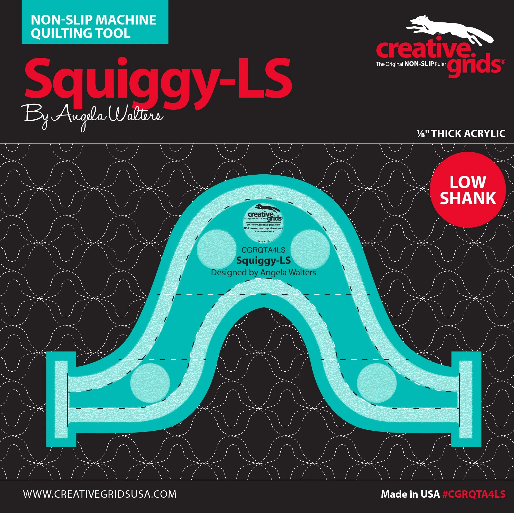 Quilting Ruler, Creative Grids SQUIGGY for Modern Low Shank Machines - Image 3
