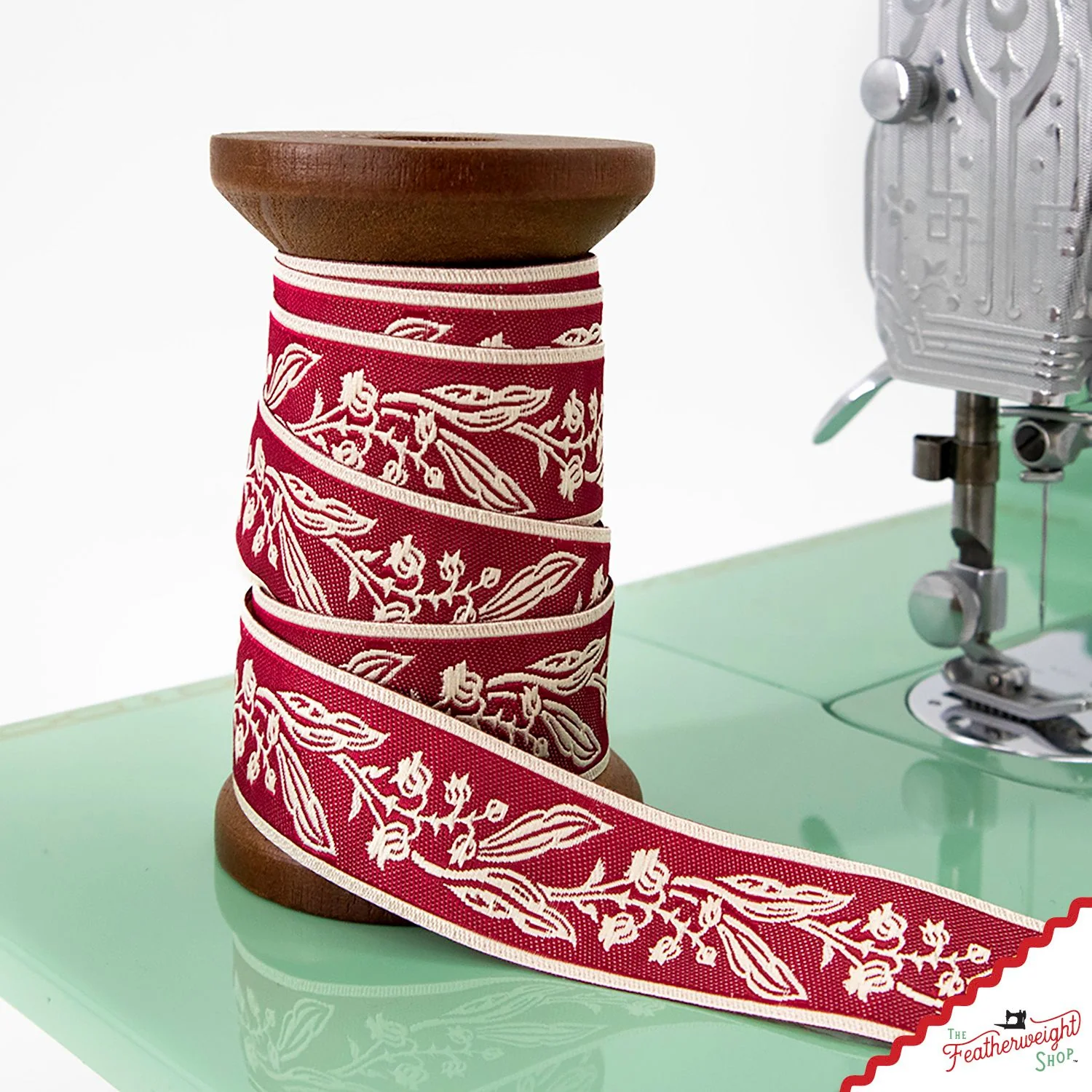 RIBBON, Lilly of the Valley RED and WHITE 7/8" (by the yard) - Image 4
