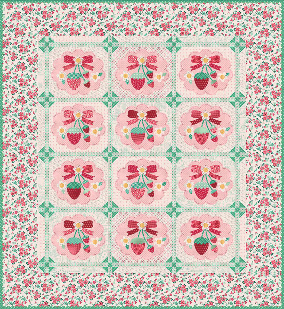 Sew Simple Shapes, Berry & Sage Strawberry Crush by Lori Holt of Bee in My Bonnet
