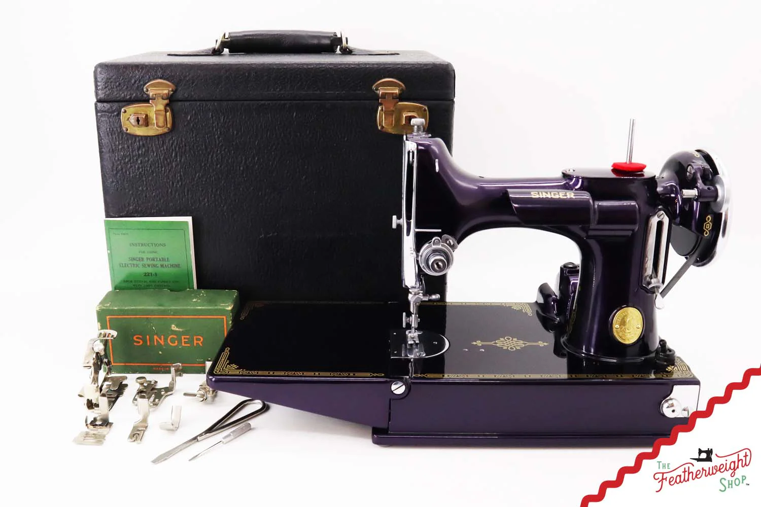 Singer Featherweight 221, AD729*** - Fully Restored in Black Iris - Image 2