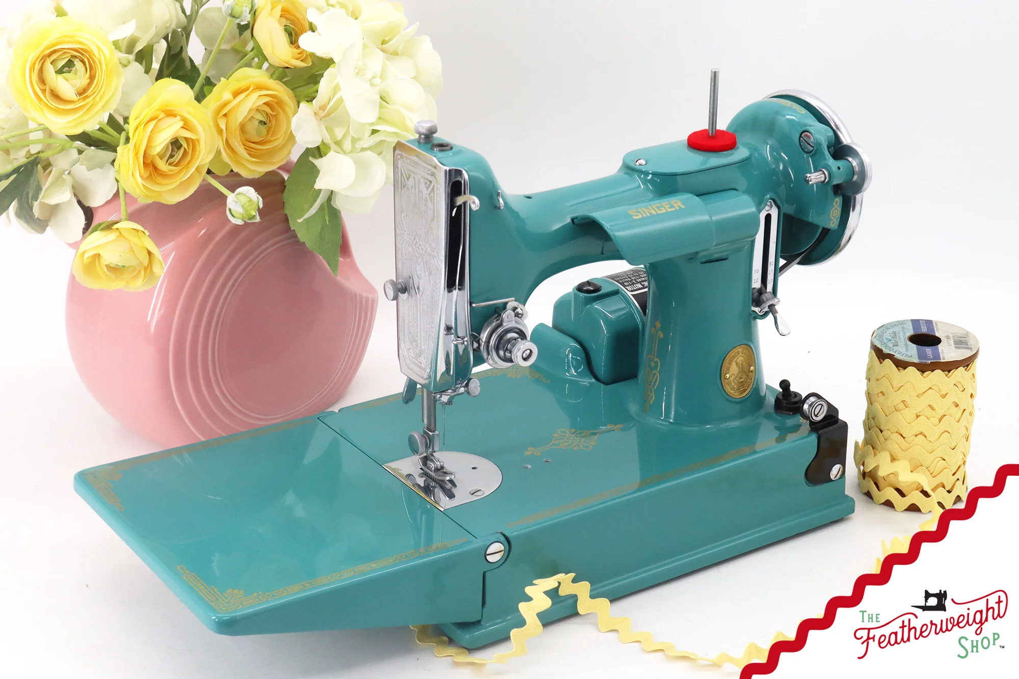 Singer Featherweight 221, AE061*** - Fully Restored in Lagoon - Image 3
