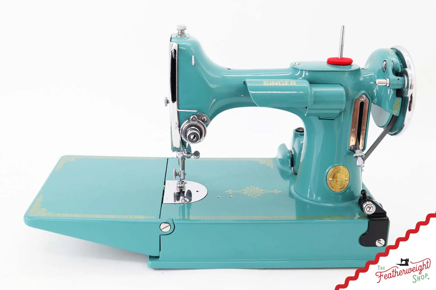 Singer Featherweight 221, AE079*** - Fully Restored in Lagoon - Image 2