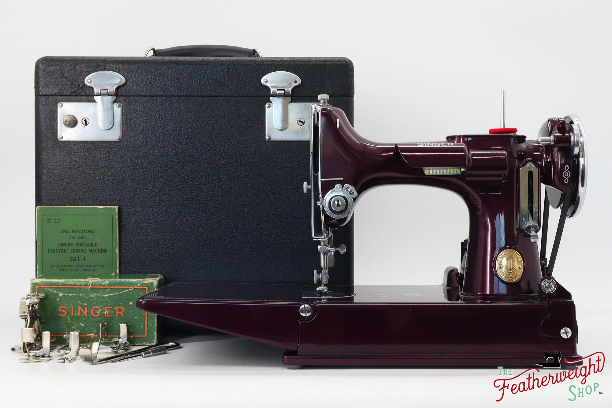 Singer Featherweight 221, AE2120** - Fully Restored in Star Garnet - Image 3