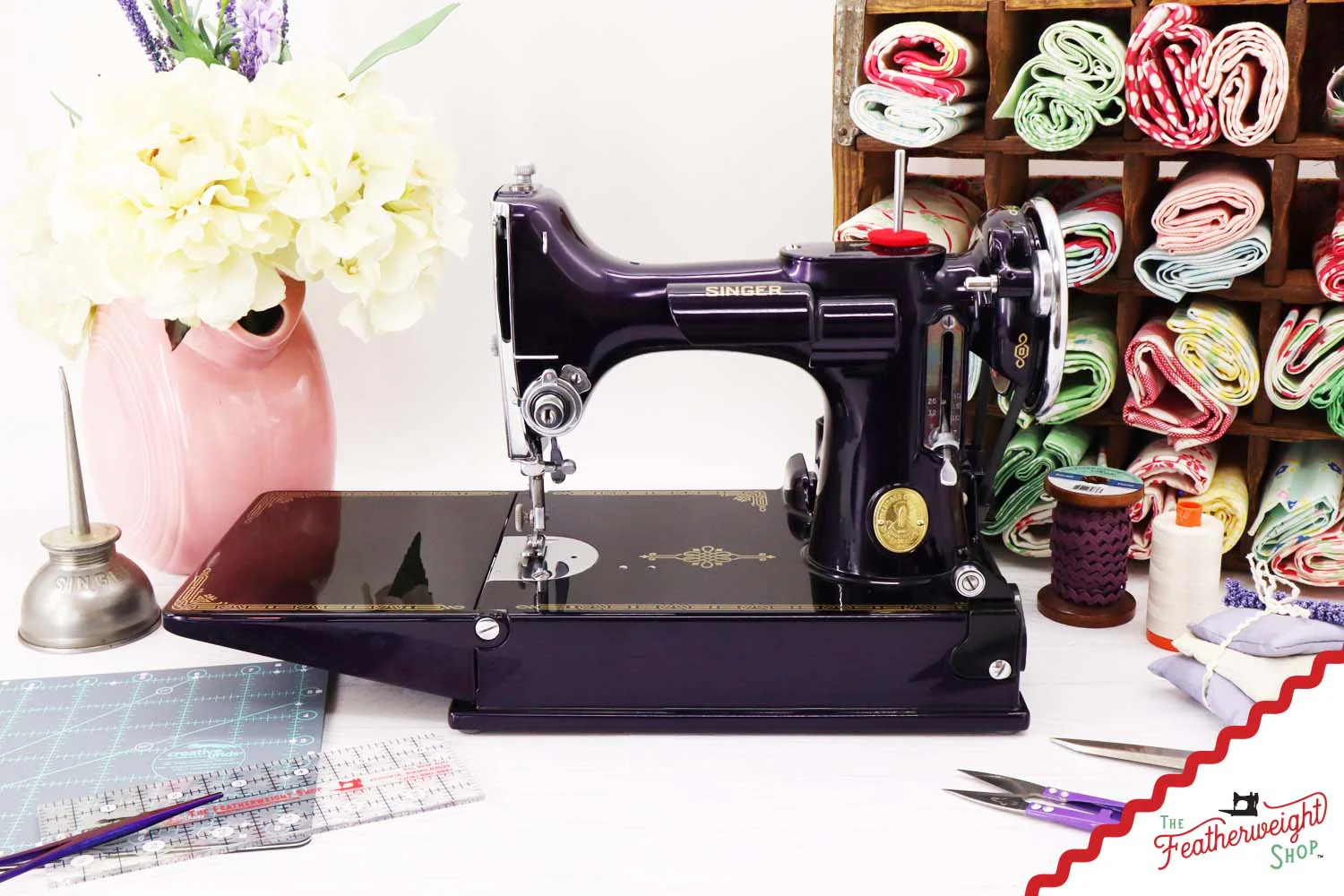 Singer Featherweight 221, AE2147** - Fully Restored in Black Iris - Image 2